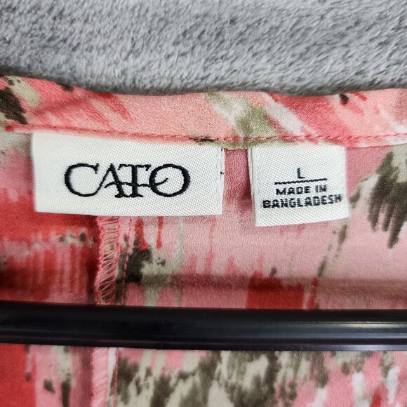 Women's Cato Ruffle Front Top Blouse Abstract Print V Neck Short Sleeve Size L - Picture 6 of 11